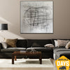 Abstrakte Schwarz und Weiß Ölgemälde Figürlich Modern Wandbehang Kunstwerk für Wohnzimmer Dekor | ROTATION 117x117 cm - Trend Gallery Art | Original abstrakte Gemälde