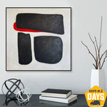 Abstrakt Drei Schwarze Steine Acrylgemälde Original Strukturiertes Kunstwerk Moderne Wandkunst Dekor für Büro | RIGHT WAY 81x81 cm
