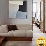 Abstrakt Quadrate Ölgemälde Original Modern Wandkunst Geometrisches Kunstwerk Dekor für Schlafzimmer | GRAY SLOT 102x102 cm
