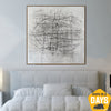 Abstrakte Geometrisch Malerei auf Leinwand Original Schwarz und Weiß Wandkunst Moderne Kunstwerk für Wohnzimmer | ROTATION 127x127 cm - Trend Gallery Art | Original abstrakte Gemälde