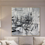 Originale abstrakte weiße und schwarze Gemälde auf Leinwand, kreative Schnee-Kunst, Ölgemälde, Wand-Kunst-Dekor | ARCTIC SPLIT