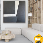 Abstrakt Schwarz und Weiß Wandbehang Acrylgemälde Original Kunstwerke für die Schlafzimmer Dekor | BLACK SLOT 102x102 cm