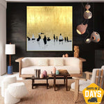 Abstrakt Menschen Acrylmalerei Original Blattgold Strukturierte Wandkunst Modern Kunstwerk Dekor für Zuhause | SKY OF GOLD 102x102 cm
