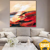 Abstraktes Gemälde auf Leinwand Rot Bunt Original Dekor Wüste Moderne Kunstwerke Wandkunst | HOT DESERT 80x80 cm - Trend Gallery Art | Original abstrakte Gemälde