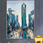 New York City Wandgemälde Buntes Abstraktes Stadtbild Gemälde Modernes Gemälde Original Kunst Gemälde Textur Gemälde | AVENUE REVERIE 100x70 cm