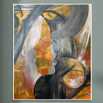 Abstraktes Acrylgemälde auf Leinwand Gesichter abstraktes Gemälde extra groß Wandmalerei | MOON DIVA