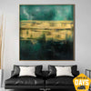 Abstrakte grüne Malerei auf Leinwand, Smaragd-Ölgemälde, Goldwandkunst, modernes Kunstwerk, Luxus-Gemälde für Wohnzimmer-Wanddekoration | GREEN ENVIRONMENT 81x81 cm - Trend Gallery Art | Original abstrakte Gemälde