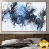 Ursprüngliches abstraktes blaues Gemälde auf Leinwand Modernes Ölgemälde Acryl Urban Fine Art Handmade Paintingfür Indie Room Decor | MISTY 90x137 cm - Trend Gallery Art | Original abstrakte Gemälde