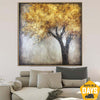 Extra große, originale abstrakte Baumbilder auf Leinwand, Gold, Natur, feine Kunst, moderne, reich strukturierte Malerei | GOLDEN TREE 40x40 cm - Trend Gallery Art | Original abstrakte Gemälde