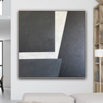 Original Schwarz und Weiß Kunstwerk Modern Abstrakt Ölgemälde Geometrische Figuren Wandkunst für Zuhause | BLACK SLOT