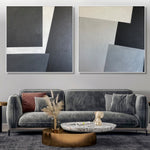 Abstrakt Set mit 2 Gemälden Auf Leinwand Original Wandkunst Moderne Kunstwerk Dekor für Zuhause | DARK SLOTS