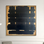 Original Schwarz und Gold Ölgemälde Abstrakt Geometrisches Wandbehang Kunstwerk Wandkunst Dekor für Zuhause | BLACK LATTICE