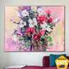 Ursprüngliche abstrakte Blumenmalerei auf Leinwand, bunte Blumenkunst, strukturiertes Acryl-Ölgemälde | FLORAL REFLECTION 60x80 cm - Trend Gallery Art | Original abstrakte Gemälde