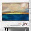 Große blaue Wandkunst, abstrakte Ozeanmalerei, Sonnenuntergangsmalerei, Leinwand, extra große Wandkunst, gerahmt, abstrakte moderne Kunst, Xl-Gemälde auf Leinwand | SUMMER SUNSET - Trend Gallery Art | Original abstrakte Gemälde
