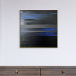 Abstrakt Dunkelblau Ölgemälde Strukturiert Schwarz und Blau Kunstwerk Modern Wandkunst Dekorn für Zuhause | NIGHT HIGHWAY