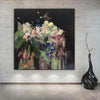 Abstrakte Malerei auf Leinwand Bunte Wandkunst Schwarze Leinwand Grüne Wandkunst Beige Malerei Original Ölgemälde für Wohnzimmer Dekor | SPRING FLOWERS - Trend Gallery Art | Original abstrakte Gemälde