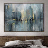 Extragroße Wandkunst Blaue Gemälde auf Leinwand Abstrakte Malerei Moderne Malerei Acryl Gerahmte Wandkunst Wanddekorationen | RAINY EVENING - Trend Gallery Art | Original abstrakte Gemälde