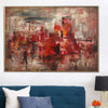 Große abstrakte rote Gemälde auf Leinwand Acryl impressionistische Kunst moderne Wandkunst Stadtbild Malerei strukturierte Kunst handgemalte Kunstwerke | ROTES STADTBILD - Trend Gallery Art | Original abstrakte Gemälde