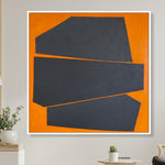 Abstraktes Ölgemälde auf Leinwand, Wohnzimmer-Wanddekoration, modernes Schwarz und Orange, Wohnzimmer-Kunst, Büro-Gemälde | PHANTOM
