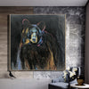 Grizzlybär Abstrakte Malerei Große Bärenmalerei Tierkunst Leinwandmalerei Dunkle Leinwandkunst Schwarze Malerei Wandkunst Moderne Gemälde | THOUGHTFUL BEAR - Trend Gallery Art | Original abstrakte Gemälde