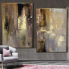 Gold Malerei Diptychon Kunst Leinwand Wandkunst Set Abstrakte Kunst 2er Set Beige Malerei | RADIANCE OF ETERNITY - Trend Gallery Art | Original abstrakte Gemälde