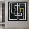 Abstrakte Schwarz-Weiß-Gemälde auf Leinwand Minimalistische Kunst Lebendige Farben Moderne Öl Handgemalte Kunst Wohnzimmer Dekor | GEOMETRIC LABYRINTH - Trend Gallery Art | Original abstrakte Gemälde