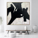 Schwarz-Weiß-Gemälde, minimalistisches Originalkunstwerk, abstrakte moderne Gemälde auf Leinwand, Rahmengemälde, Wohnzimmer-Wandkunst, gerahmt | INK SPLENDID