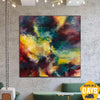 Abstrakte expressionistische Malerei auf Leinwand, moderne Kunst, lebendige Malerei, handgefertigte Kunstwerke, bunte Malerei | VIVID SKY 117x117 cm - Trend Gallery Art | Original abstrakte Gemälde