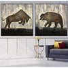 Original 2er Set Gemälde Stier und Bär Gemälde auf Leinwand Abstraktes Stier und Bär Gemälde Minimalistisches Kunstwerk Dekor | BULL vs BEAR - Trend Gallery Art | Original abstrakte Gemälde