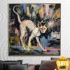 Original Cat Painting Canvas Vivid Artwork Sphynx Cat Wall Art Pet Painting Canvas Abstract Sphynx Cat Fine Art Contemporary Art | SPHYNX CAT 117x117 cm - Trend Gallery Art | Original abstrakte Gemälde