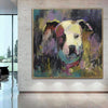 Große abstrakte Hundemalereien auf Leinwand American Pitbull ästhetische Malerei 40x40 Acryl Kunstwerk moderne Kunst-Wand-Dekor | LIFELONG FRIEND - Trend Gallery Art | Original abstrakte Gemälde
