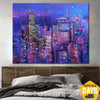 Abstrakte lila Gem?lde auf Leinwand City Fine Art Original handgemachte Malerei Unterst?tzung ukrainischer K?nstler | SKYSCRAPERS 90x110 cm - Trend Gallery Art | Original abstrakte Gem?lde