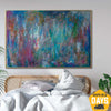 Großes buntes Ölgemälde auf Acryl, blaue Leinwandkunst, großes Acrylgemälde auf Leinwand, moderner Neoexpressionismus für Wohnzimmer-Wanddekoration | HOLIDAY FIREWORKS 92x137 cm  - Trend Gallery Art | Original abstrakte Gemälde