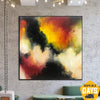 Extra große Leinwandkunst, bunte Gemälde auf Leinwand, abstrakte Malerei, Original-Wandkunst, Wanddekorationen für Wohnzimmer, Büro | SUNSET 152x152 cm - Trend Gallery Art | Original abstrakte Gemälde