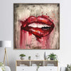 Große abstrakte rote Lippen Gemälde auf Leinwand Original texturiert Kunst Moderne Expressionistische Kunst Handgemachte Malerei Rotes Lächeln Kunst | PASSIONATE KISS - Trend Gallery Art | Original abstrakte Gemälde