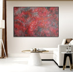 Abstrakt Rotes Ölgemälde Bunt Wandbehang Kunstwerk Original Moderne Wandkunst Dekor für Zuhause | RED RIVER
