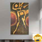 Große originale abstrakte Goldstrom-Gemälde auf Leinwand, strukturierte handgemachte Malerei, kreative minimalistische Kunst-Ölgemälde für Zuhause | STREAM IN THE FOREST 152x91 cm