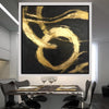 Schwarze Malerei Original-Gemälde Blattgold-Gemälde auf Leinwand abstrakte Kunstwerke für Hoteldekor | GOLDEN THREADS - Trend Gallery Art | Original abstrakte Gemälde
