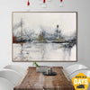 Abstrakte graue und weiße Gemälde auf Leinwand Original moderne neutrale Kunstwerke handgemalte Kunst ästhetische Raumdekoration Umzugsgeschenk | TOWN SQUARE 97x127 cm - Trend Gallery Art | Original abstrakte Gemälde