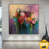 Blumen-abstrakte Kunst-Stillleben-Ölgemälde auf Segeltuch-Blumenlebendige Kunst-Impressionismus-Malerei-Rosen-Blumenstrauß-Malerei | BLOOMING ROSES 117x117 cm - Trend Gallery Art | Original abstrakte Gemälde