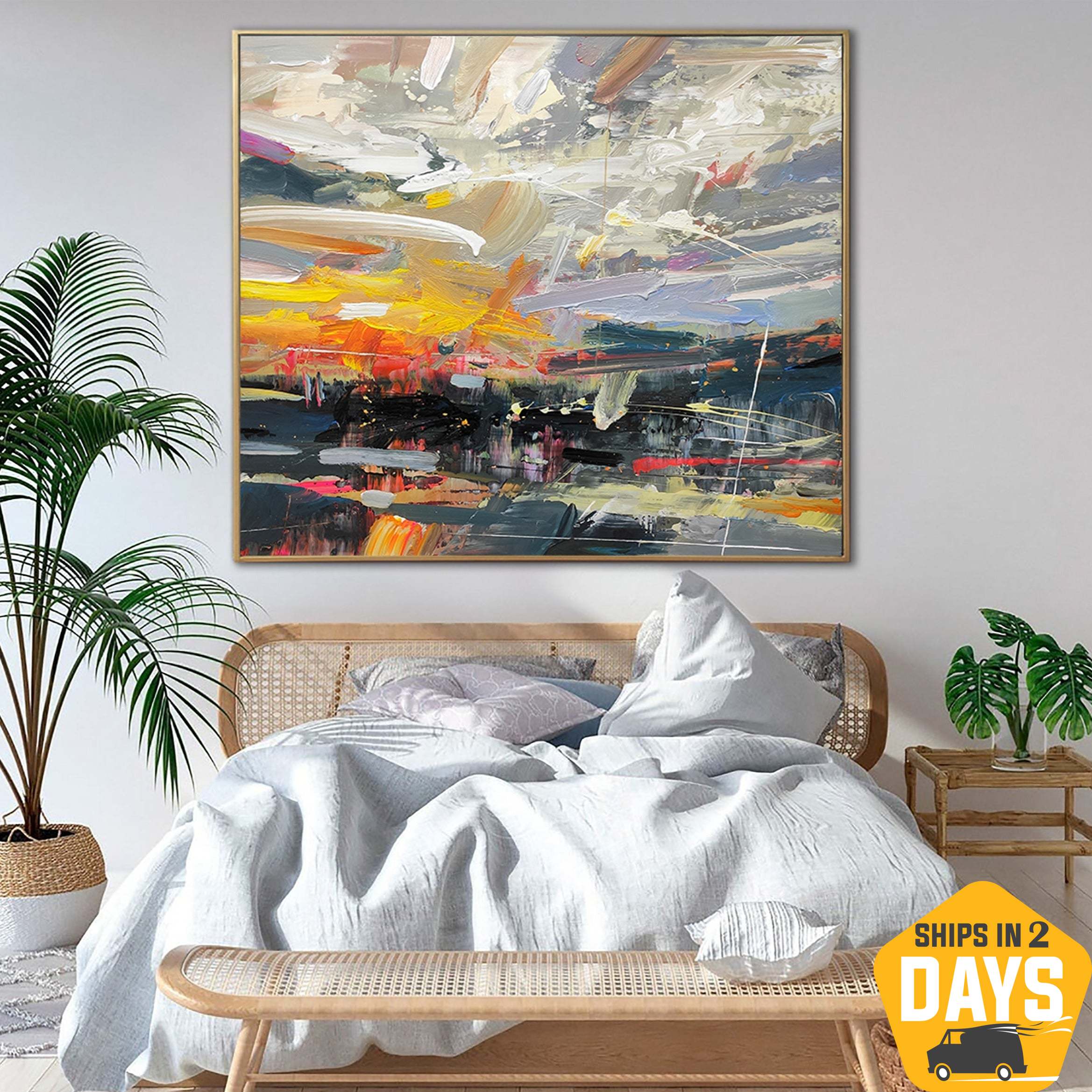 Große original abstrakte bunte Gemälde auf Leinwand handgemalte Kunst strukturierte Malerei expressinistische Kunst | DEPTH OF NATURE 66 90x100 cm