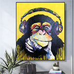 Abstrakte bunte Affen-Gemälde auf Leinwand Original Animal Art strukturierte pastosen Ölgemälde Bunte Malerei | YOUR VIBE