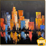 CITY LIGHTS REFLECTED 102x102 cm