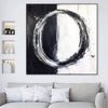 Große abstrakte Kreis-Schwarz-Weiß-Gemälde auf Leinwand moderne Kunstwerke minimalistische Kunst-Wand-Dekor | INVERSE CIRCLE - Trend Gallery Art | Original abstrakte Gemälde