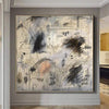 Übergroße Beige Gemälde auf Leinwand Schwarzer abstrakter Kunstwerk Kreative Wandkunst | SOUL MECHANISM - Trend Gallery Art | Original abstrakte Gemälde