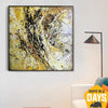 Original Gemälde Gold Abstrakt Klein Leinwand Gemälde Gelb Acryl Gemälde, Klein Abstrakt Acryl Gemälde in der Größe 27.55x27.55" | YELLOW CRAZINESS 70x70 cm - Trend Gallery Art | Original abstrakte Gemälde