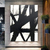 Großer Rahmened Leinwand Schwarz Weiß Ölgemälde Franz Kline style Minimalistische Kunst Leinwand Kunstwerk Textur Malerei | MANHATTAN - Trend Gallery Art | Original abstrakte Gemälde