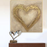 Original Blattgold Malerei Herz Malerei Gold Herz Valentinstag Geschenk Palette Messer Kunst Hochzeit Geschenk Romantische Wandkunst | HUGE LOVE