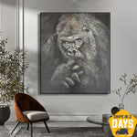 Original Gorilla Ölgemälde Abstrakter Affe Kunstwerk Wandbehang Dekor für Wohnzimmer | PIERCING GAZE 160x140 cm