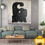 Abstrakte Menschliche Gemälde auf Leinwand Kreative Schwarz-Weiß-Malerei Kunstwerke Ölgemälde Kunst für Wohnzimmer Dekor | LOVE FOREVER 135x135 cm